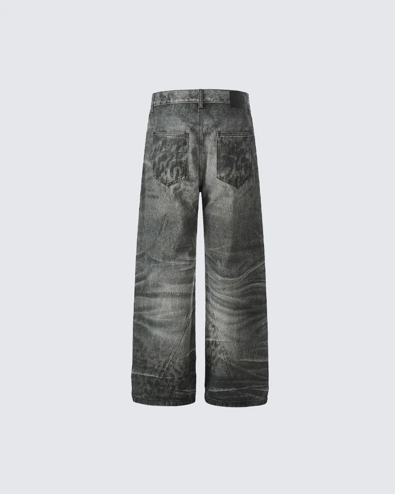 KIIKIO Vintage Washed Wide Leg Denim Jeans