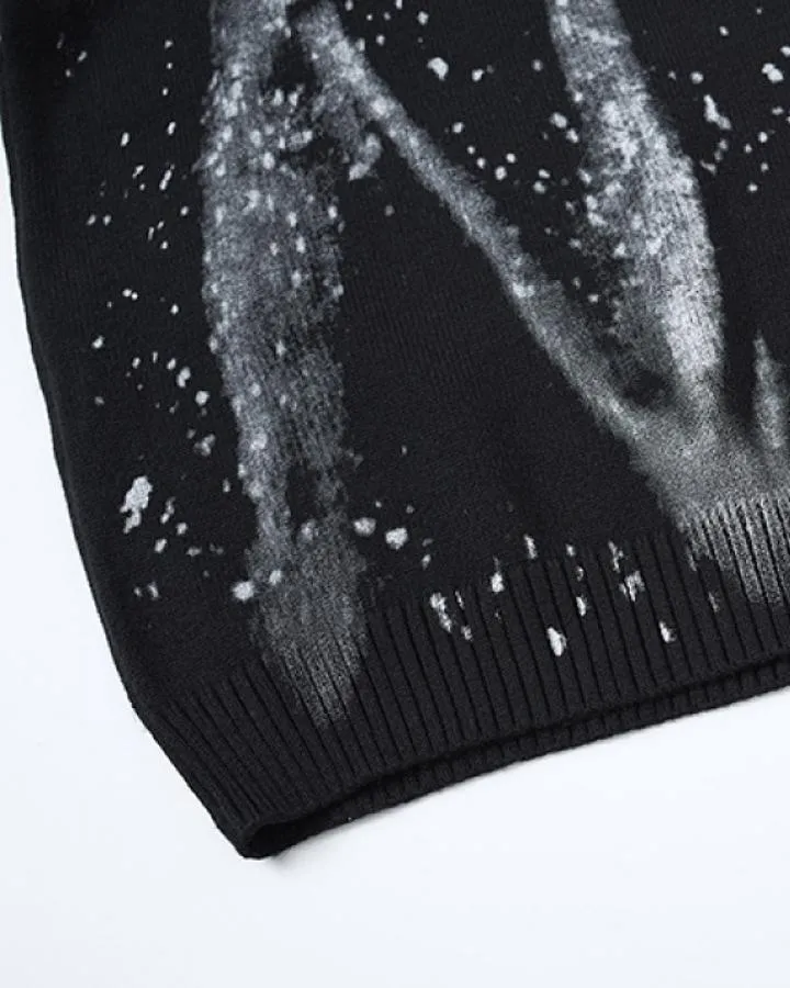 KIIKIO Vintage Distressed Tie-Dye Graphic Knit Sweater