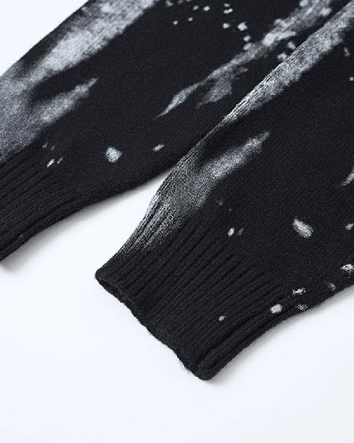 KIIKIO Vintage Distressed Tie-Dye Graphic Knit Sweater