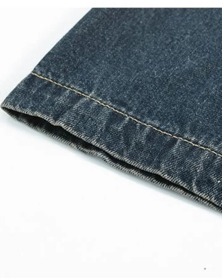 KIIKIO Vintage Distressed Washed Denim Shirt