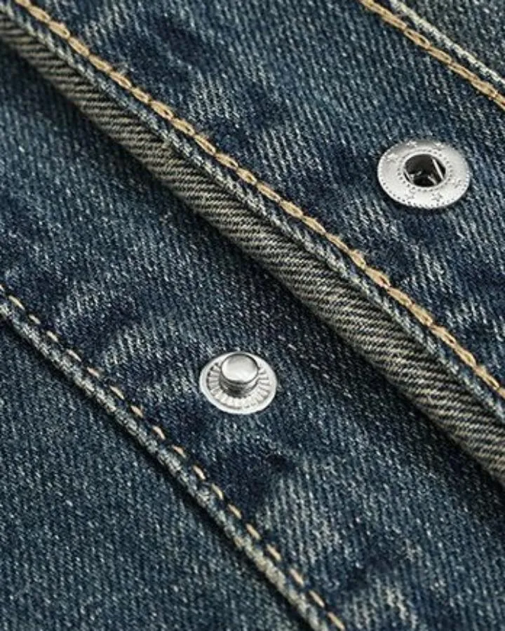 KIIKIO Vintage Distressed Washed Denim Shirt