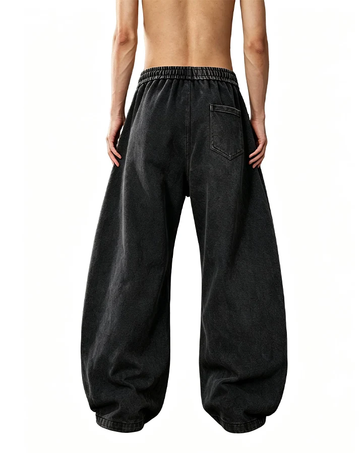 KIIKIO Washed Number Graphic Wide Leg Sweatpants