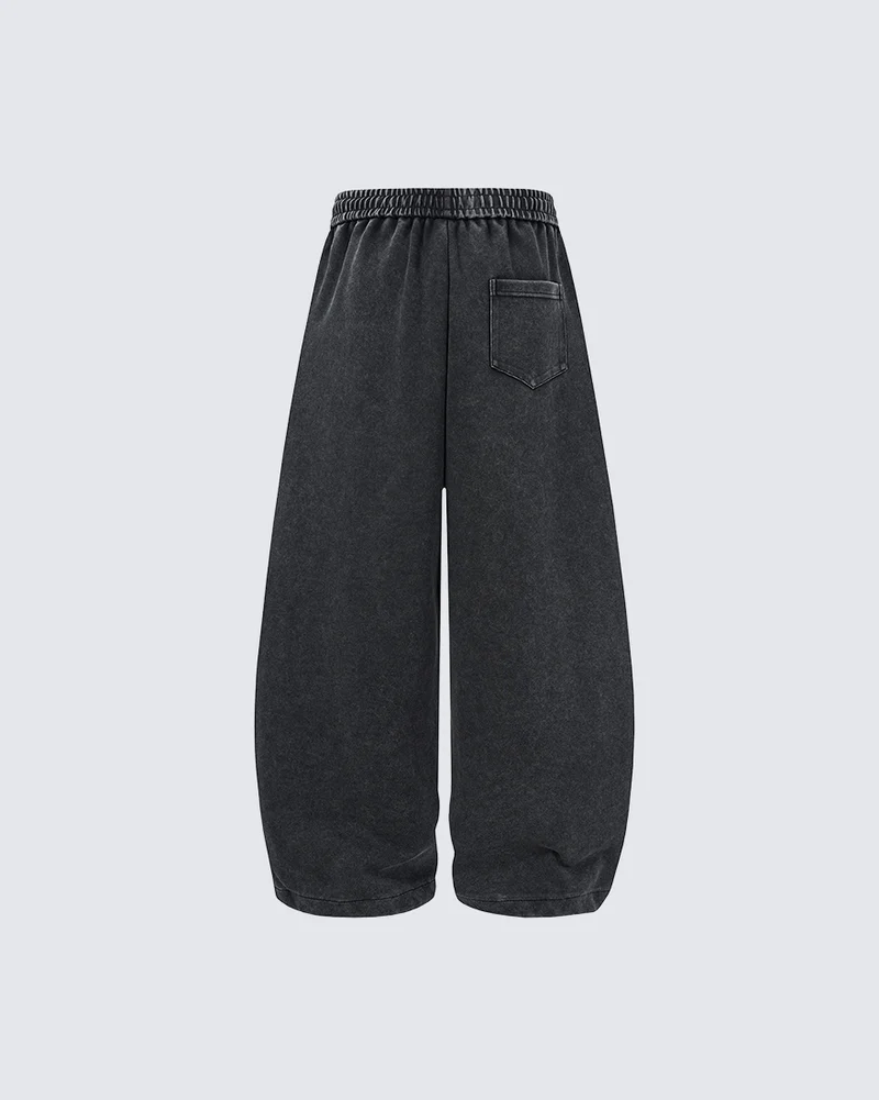 KIIKIO Washed Number Graphic Wide Leg Sweatpants