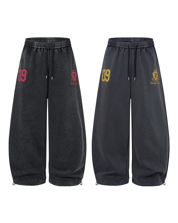 KIIKIO Washed Number Graphic Wide Leg Sweatpants