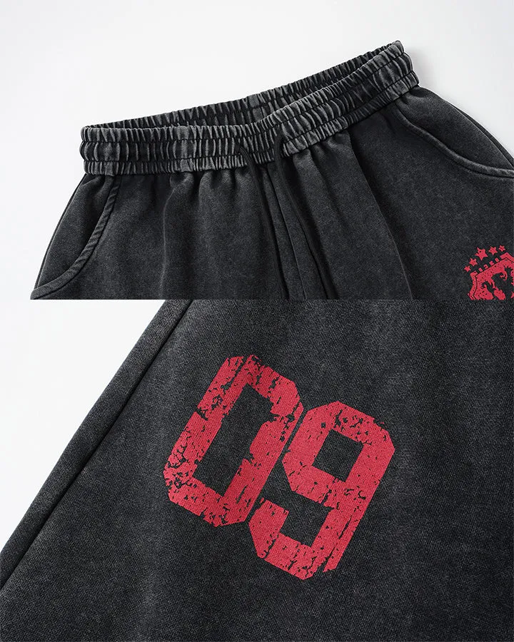 KIIKIO Washed Number Graphic Wide Leg Sweatpants