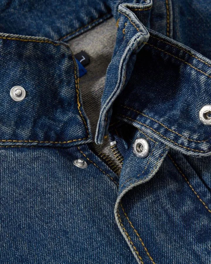 KIIKIO Vintage Washed Denim Stand Collar Jacket