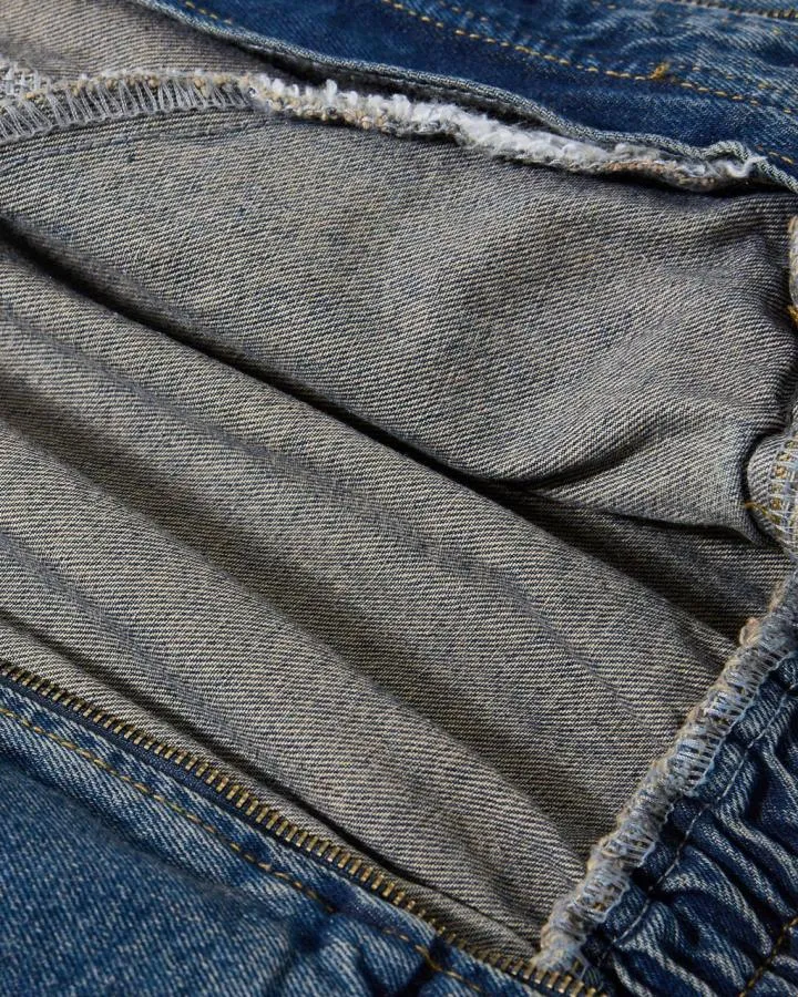 KIIKIO Vintage Washed Denim Stand Collar Jacket