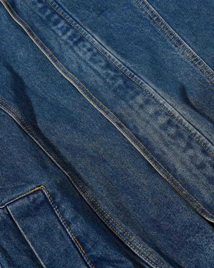 KIIKIO Vintage Washed Denim Stand Collar Jacket