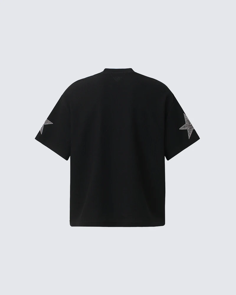 KIIKIO Dark Rhinestone Tiger Graphic Oversized Tee