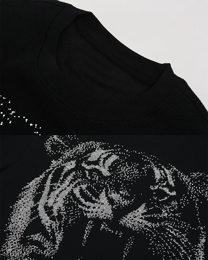 KIIKIO Dark Rhinestone Tiger Graphic Oversized Tee