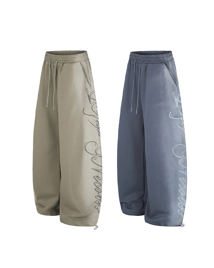 KIIKIO Washed Script Graphic Wide Leg Sweatpants