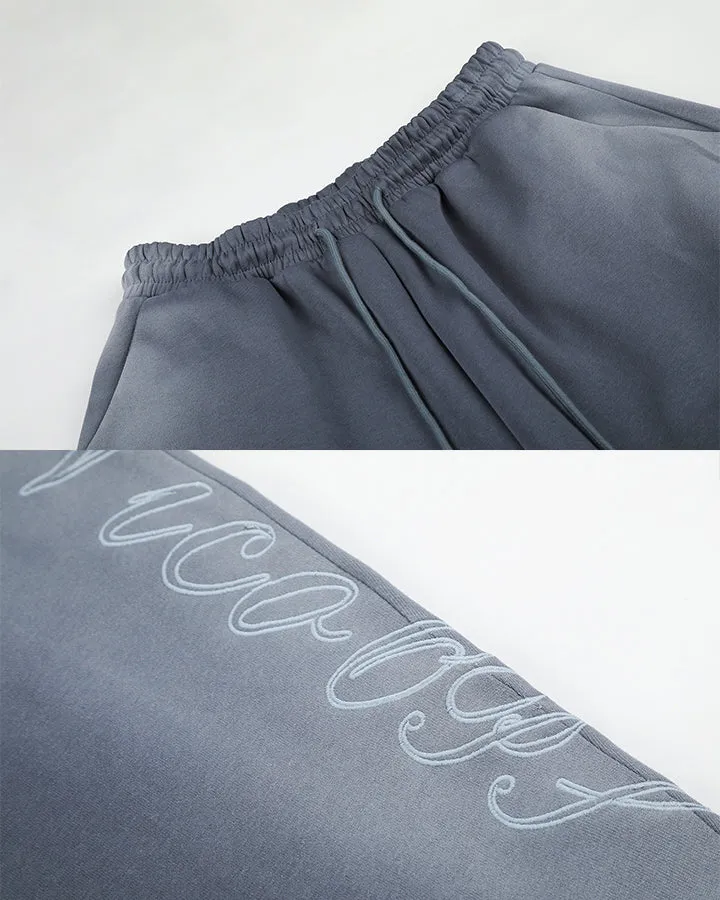 KIIKIO Washed Script Graphic Wide Leg Sweatpants