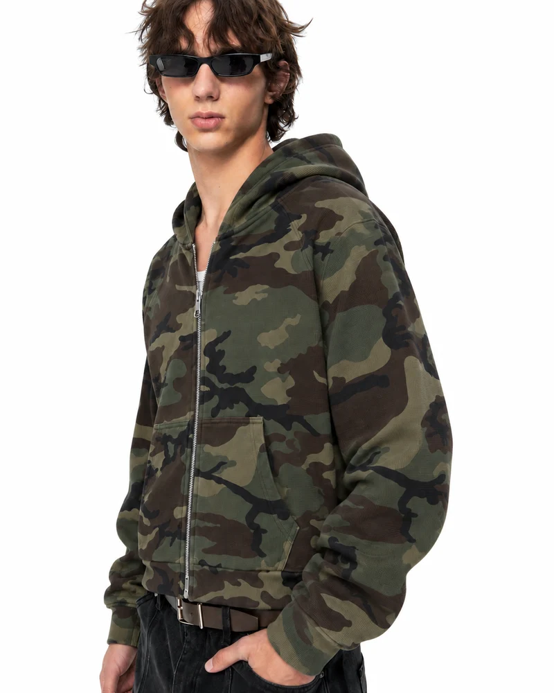 KIIKIO American Washed Vintage Camo Hooded Jacket