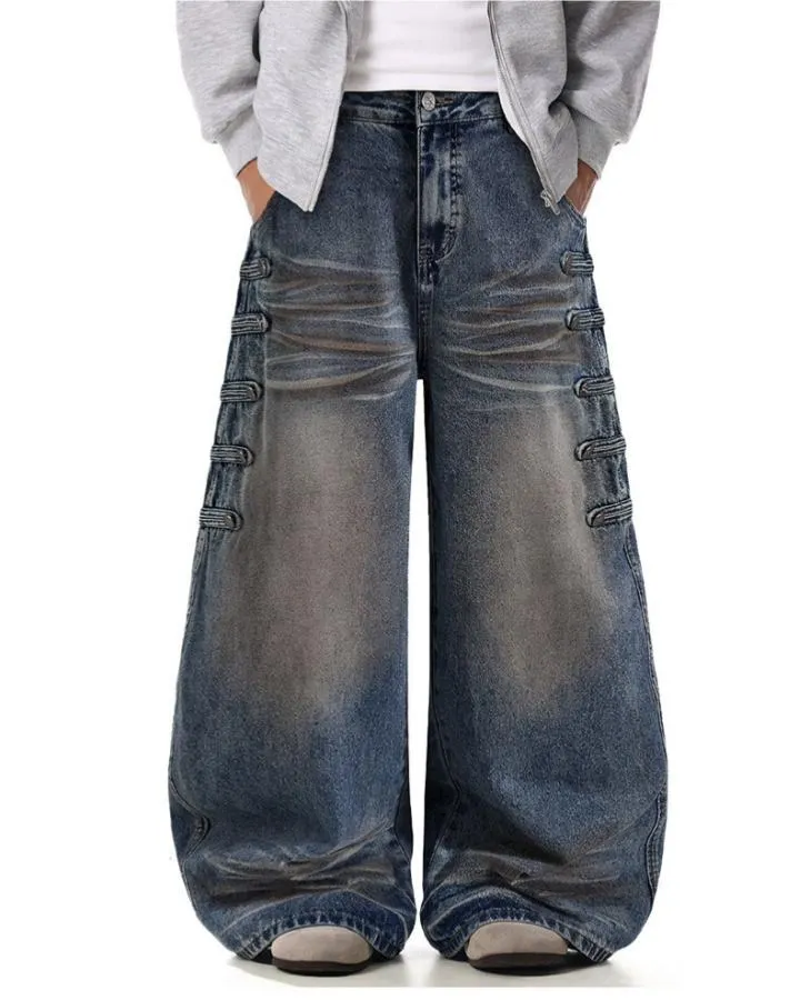 KIIKIO American Vintage Distressed Graphic Print Denim Jeans