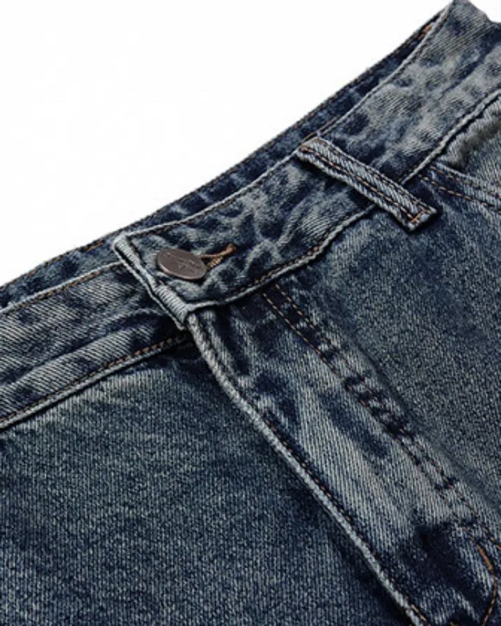 KIIKIO American Vintage Distressed Graphic Print Denim Jeans