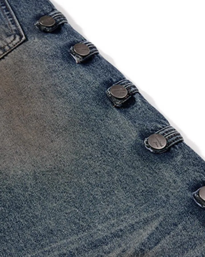 KIIKIO American Vintage Distressed Graphic Print Denim Jeans