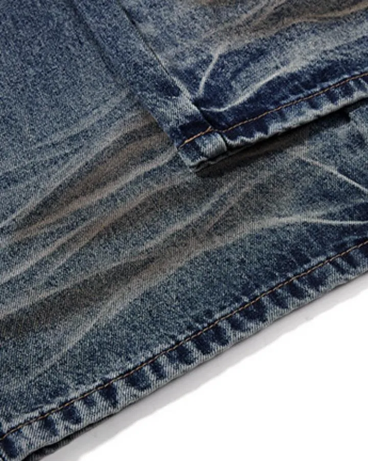 KIIKIO American Vintage Distressed Graphic Print Denim Jeans