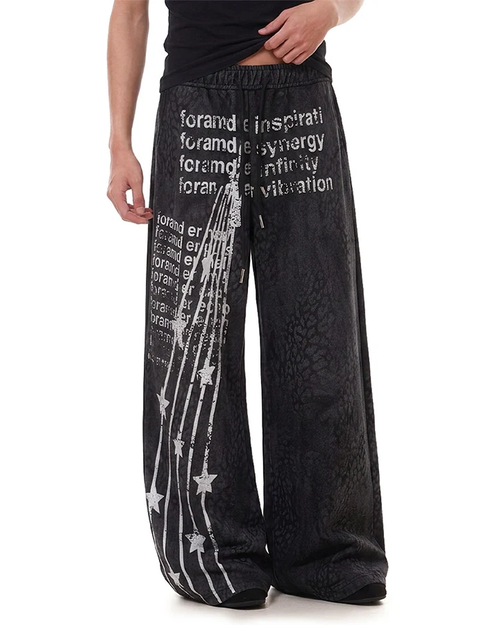 KIIKIO Vintage Graphic Wide Leg Sweatpants
