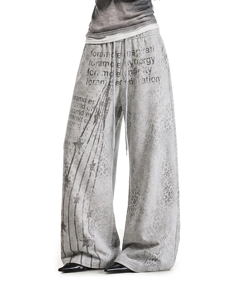 KIIKIO Vintage Graphic Wide Leg Sweatpants