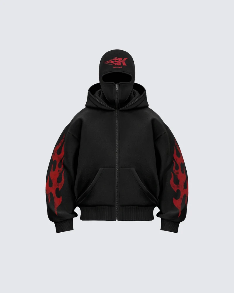 KIIKIO Dark Flame Mask Hood Zip Jacket
