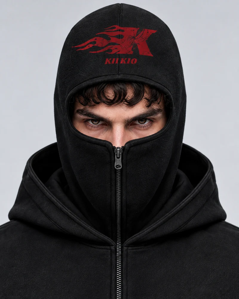 KIIKIO Dark Flame Mask Hood Zip Jacket