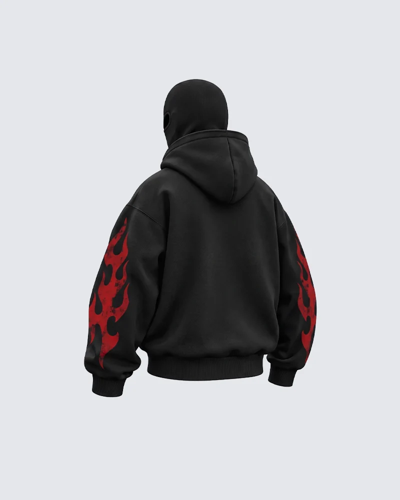 KIIKIO Dark Flame Mask Hood Zip Jacket