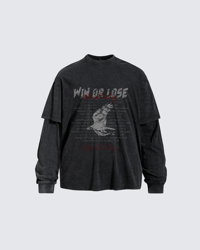 KIIKIO Vintage Layered Graphic Long Sleeve T-Shirt