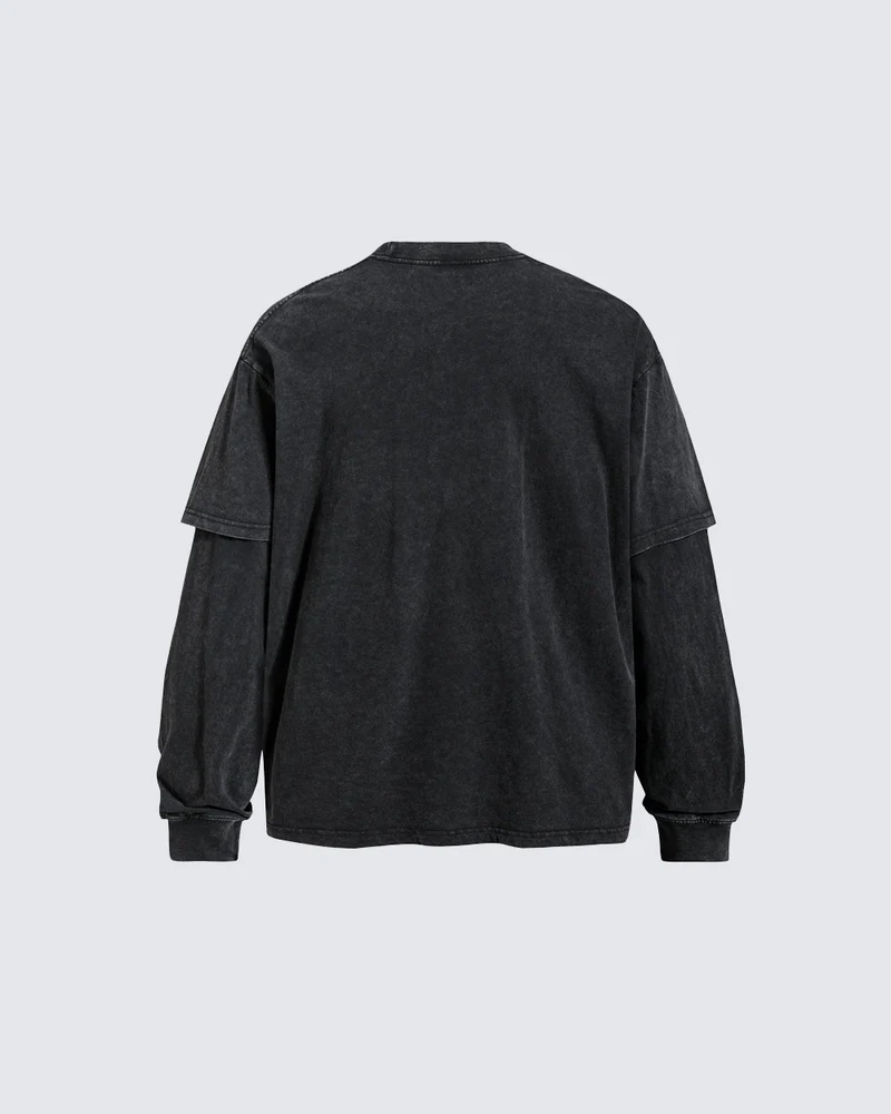 KIIKIO Vintage Layered Graphic Long Sleeve T-Shirt