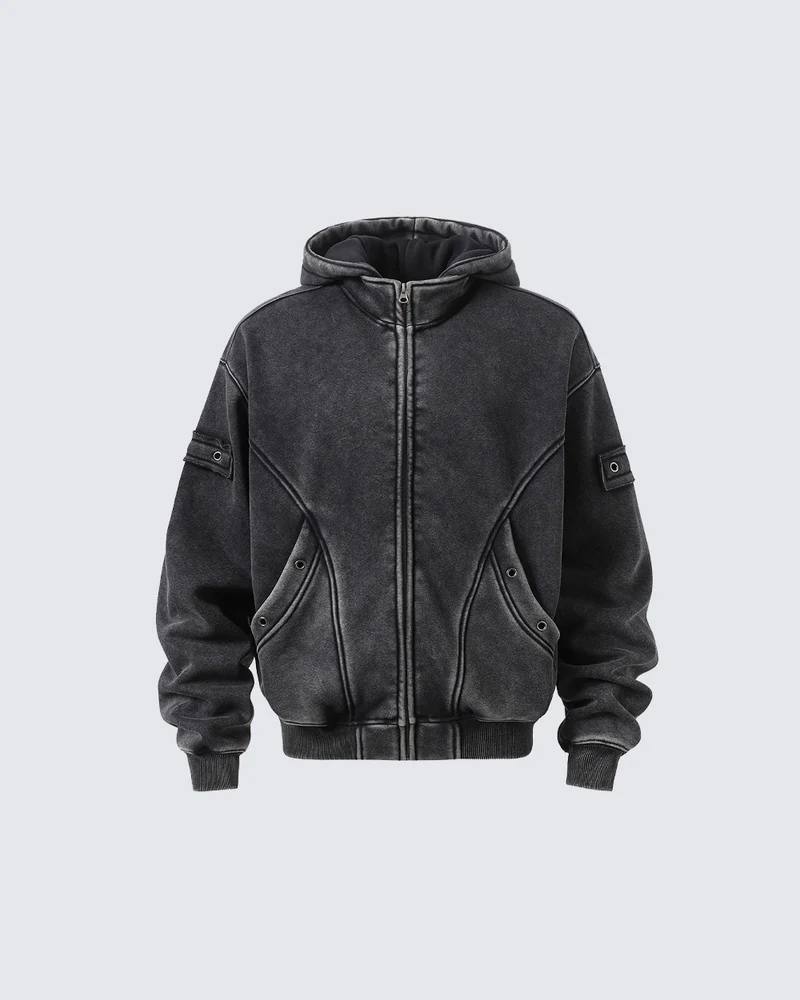 KIIKIO Vintage Washed Utility Hooded Jacket