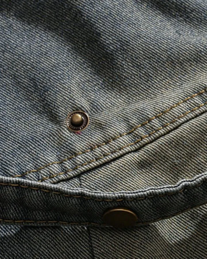 KIIKIO Vintage Washed Denim Utility Jacket