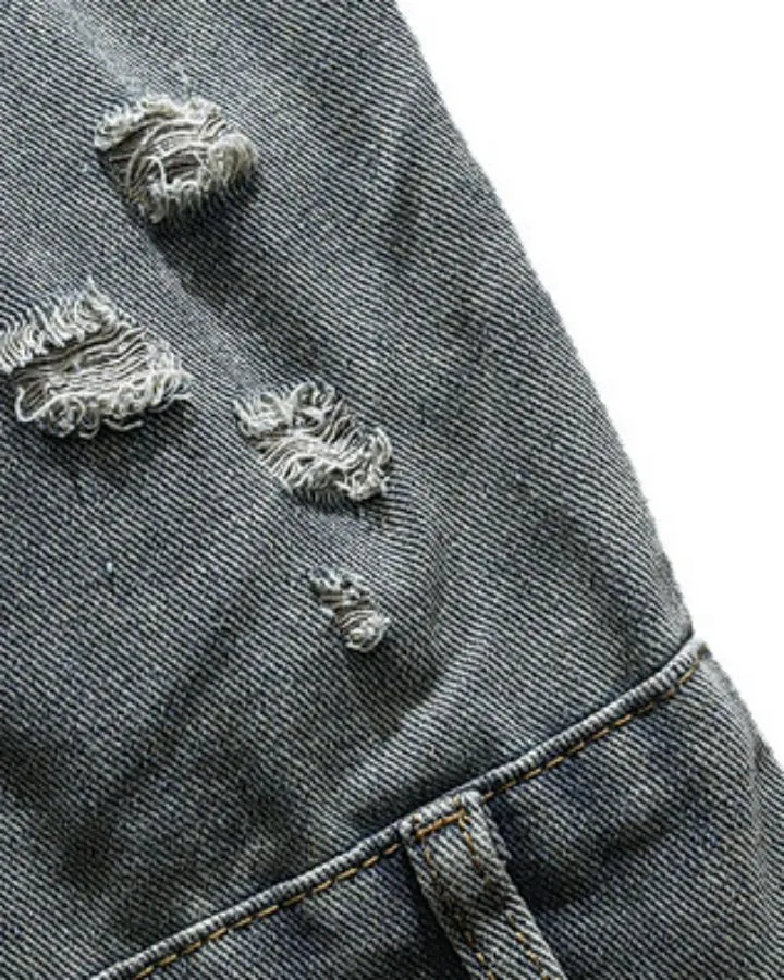 KIIKIO Vintage Washed Denim Utility Jacket