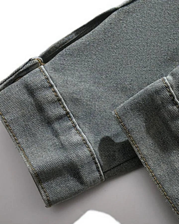 KIIKIO Vintage Washed Denim Utility Jacket