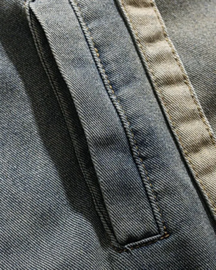 KIIKIO Vintage Washed Denim Utility Jacket
