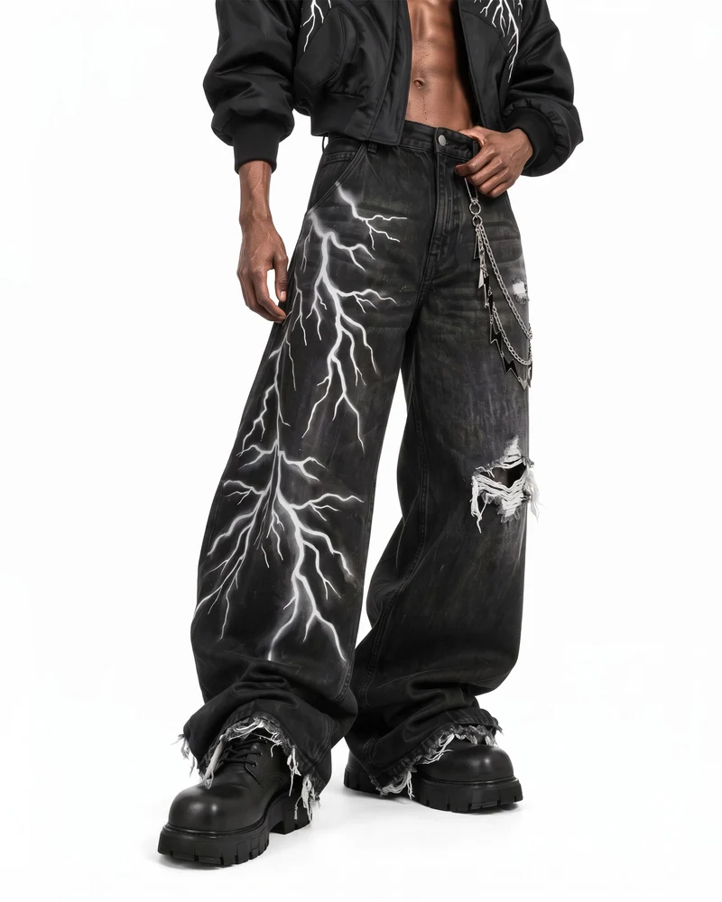 KIIKIO LIGHTNING Series 2 | Vintage Distressed Baggy Jeans