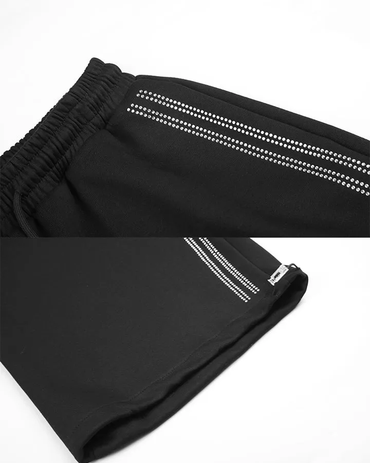 KIIKIO Dark Rhinestone Side Stripe Wide Leg Sweatpants