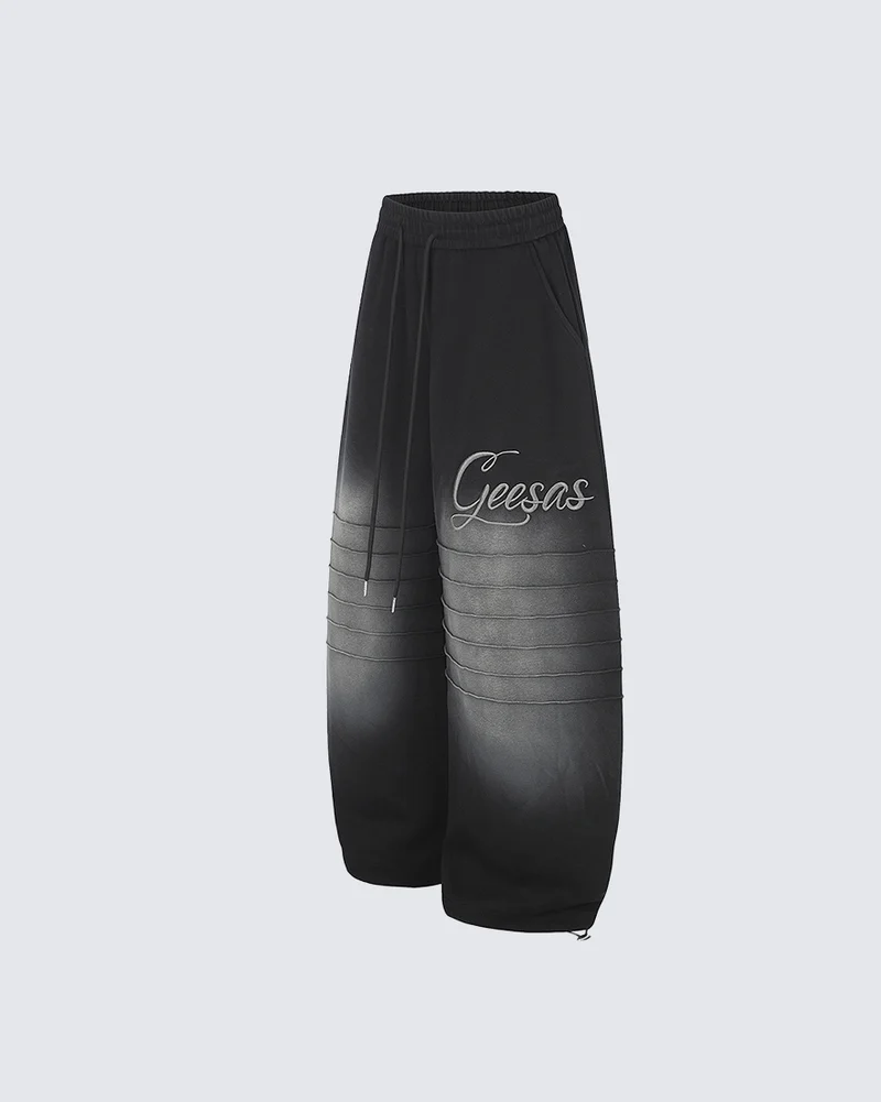 KIIKIO Gradient Washed Pleated Wide Leg Sweatpants