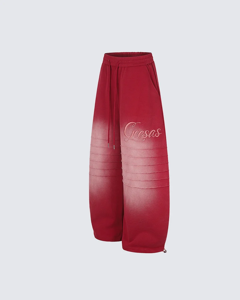 KIIKIO Gradient Washed Pleated Wide Leg Sweatpants