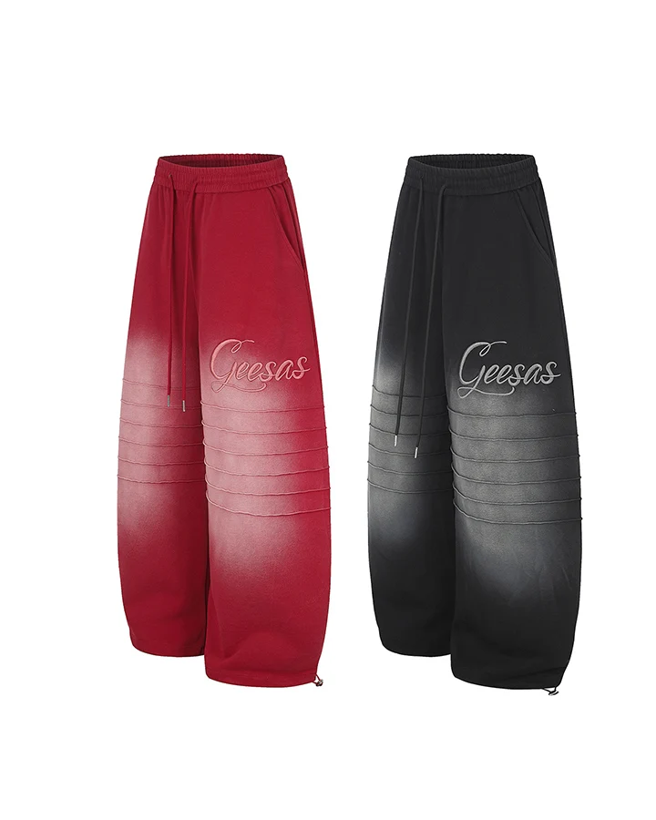KIIKIO Gradient Washed Pleated Wide Leg Sweatpants