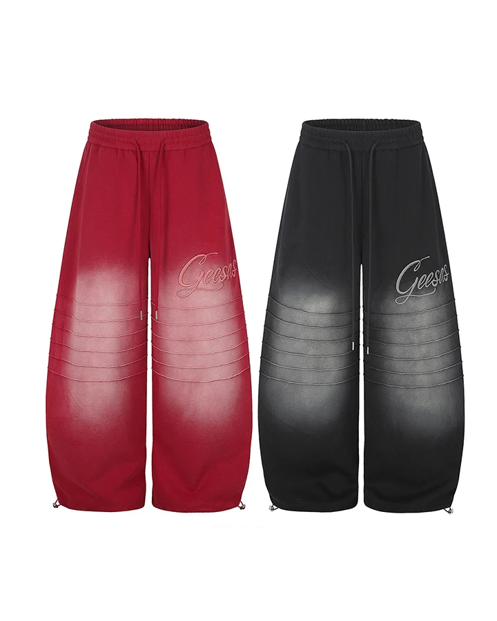 KIIKIO Gradient Washed Pleated Wide Leg Sweatpants