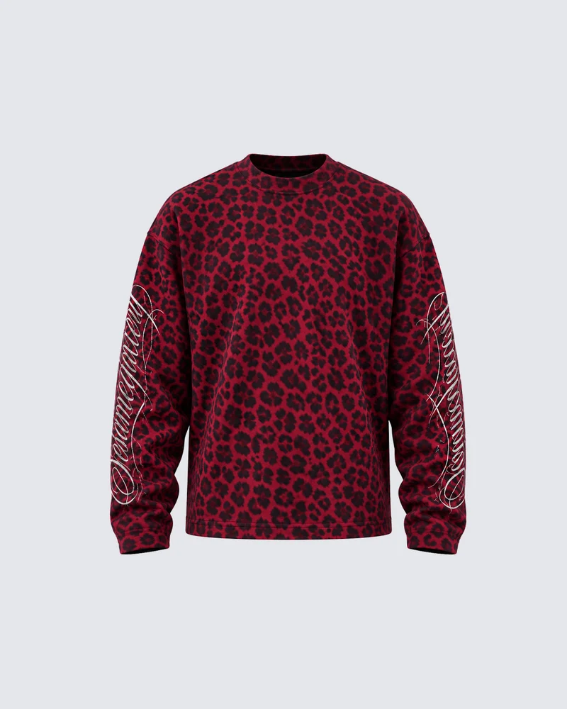 KIIKIO Vintage Leopard Pattern Long Sleeve Sweatshirt