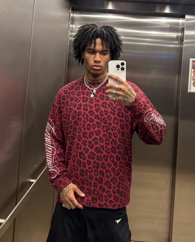 KIIKIO Vintage Leopard Pattern Long Sleeve Sweatshirt