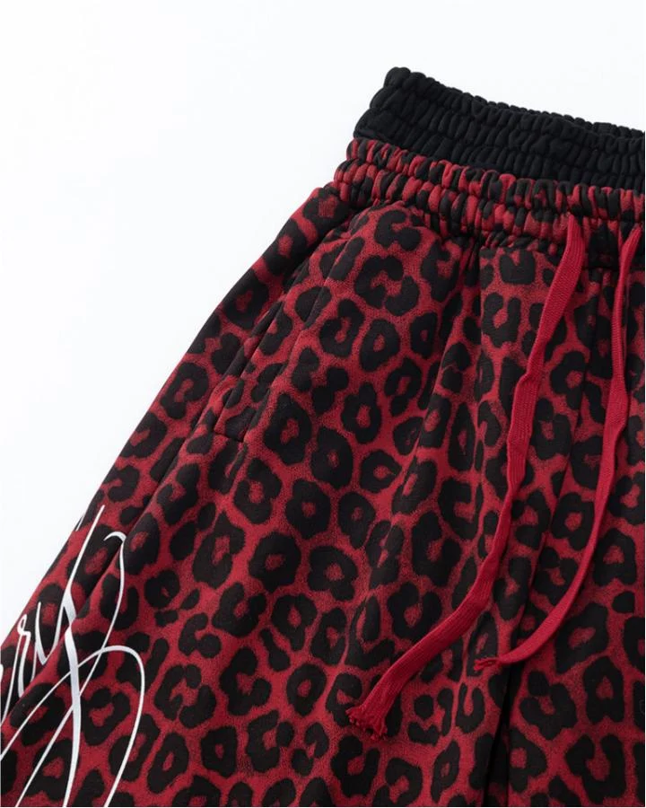 KIIKIO Vintage Leopard Pattern Wide Leg Sweatpants