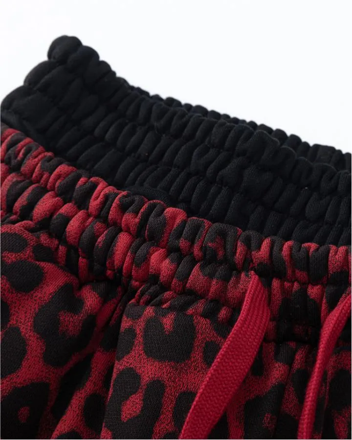 KIIKIO Vintage Leopard Pattern Wide Leg Sweatpants