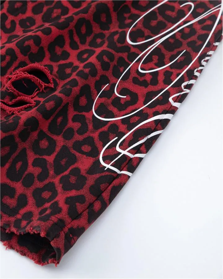 KIIKIO Vintage Leopard Pattern Wide Leg Sweatpants