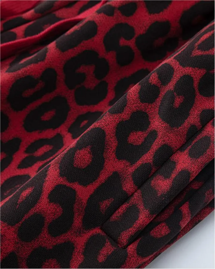 KIIKIO Vintage Leopard Pattern Wide Leg Sweatpants