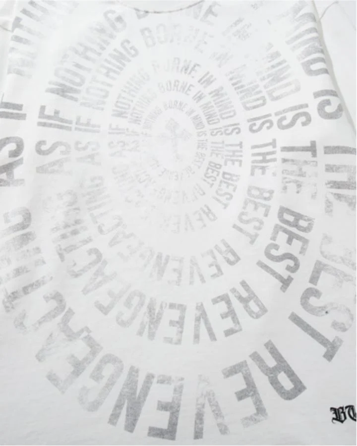 KIIKIO Vintage Spiral Typography Long Sleeve T-Shirt