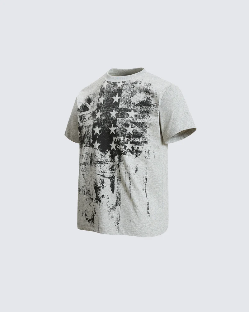 KIIKIO Vintage Distressed Graphic Short Sleeve T-Shirt