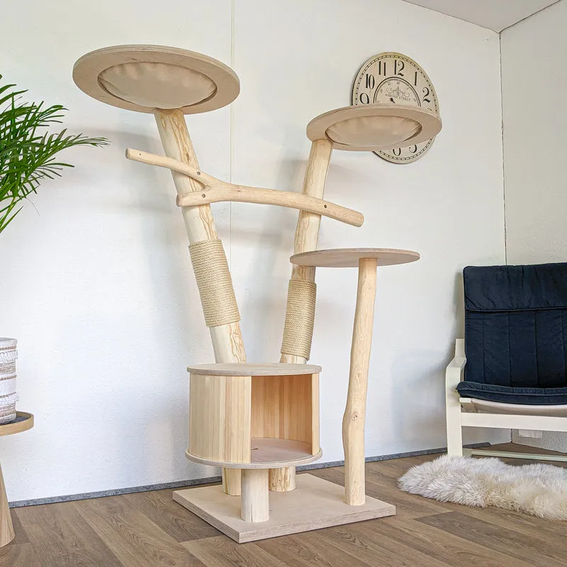 Naturkratzbaum 4560 Kratzbaum Natur Holz Design 155 cm hoch Katzenbaum