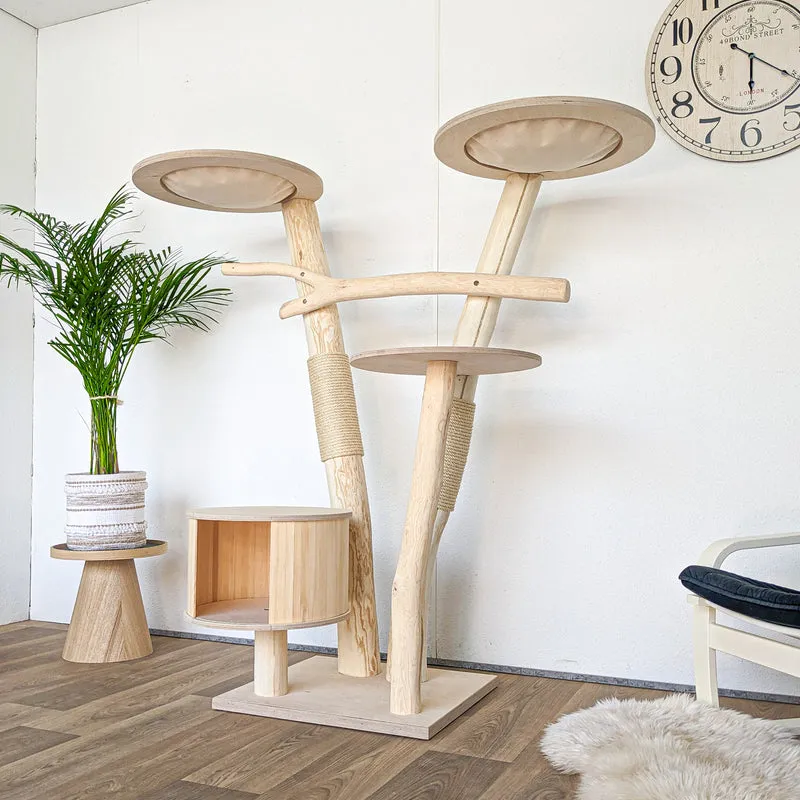 Naturkratzbaum 4560 Kratzbaum Natur Holz Design 155 cm hoch Katzenbaum