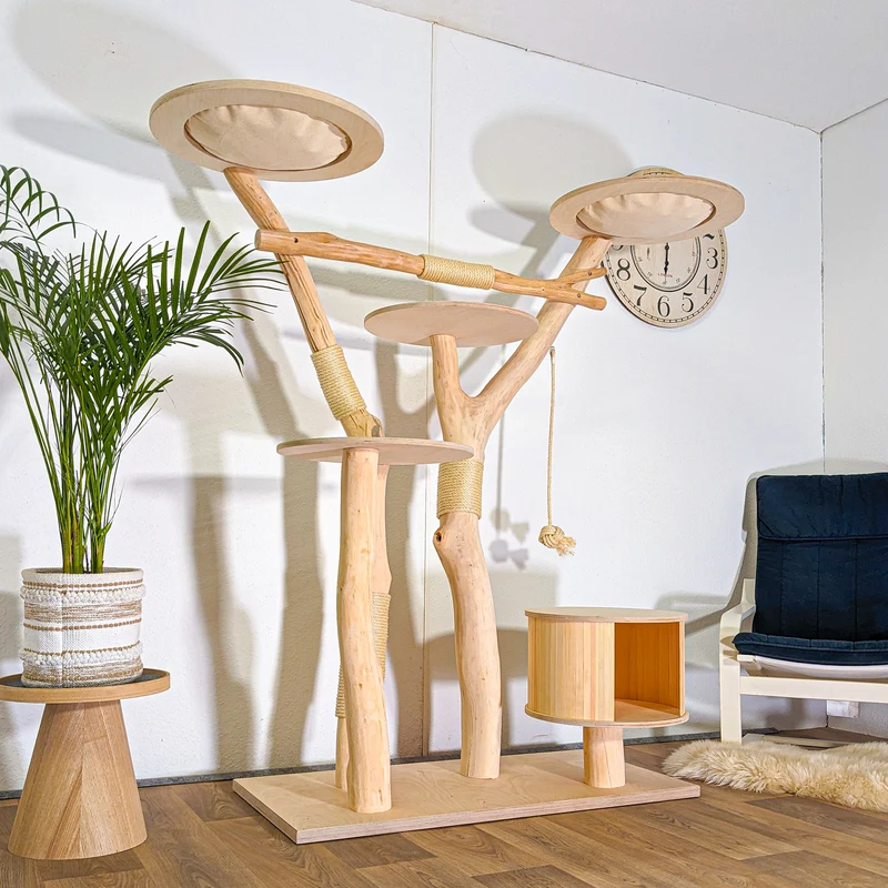 Naturkratzbaum 4546 Kratzbaum Natur Holz Design 175 cm hoch Katzenbaum